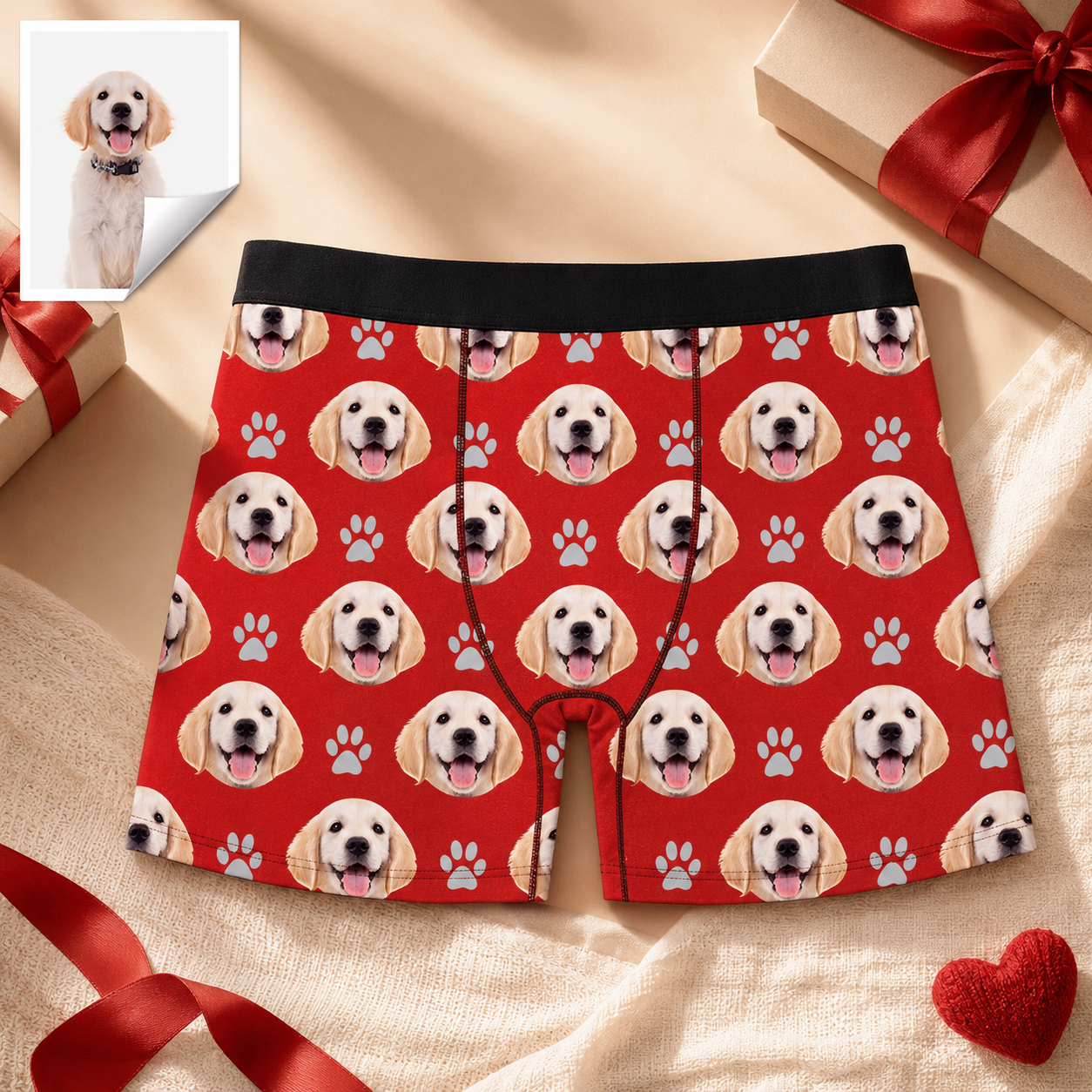 Custom Boxer with Photo Mens Underwear with Dog Face