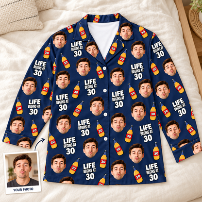 Custom Birthday Pajamas with Face & Age – Funny Personalized Birthday Gift