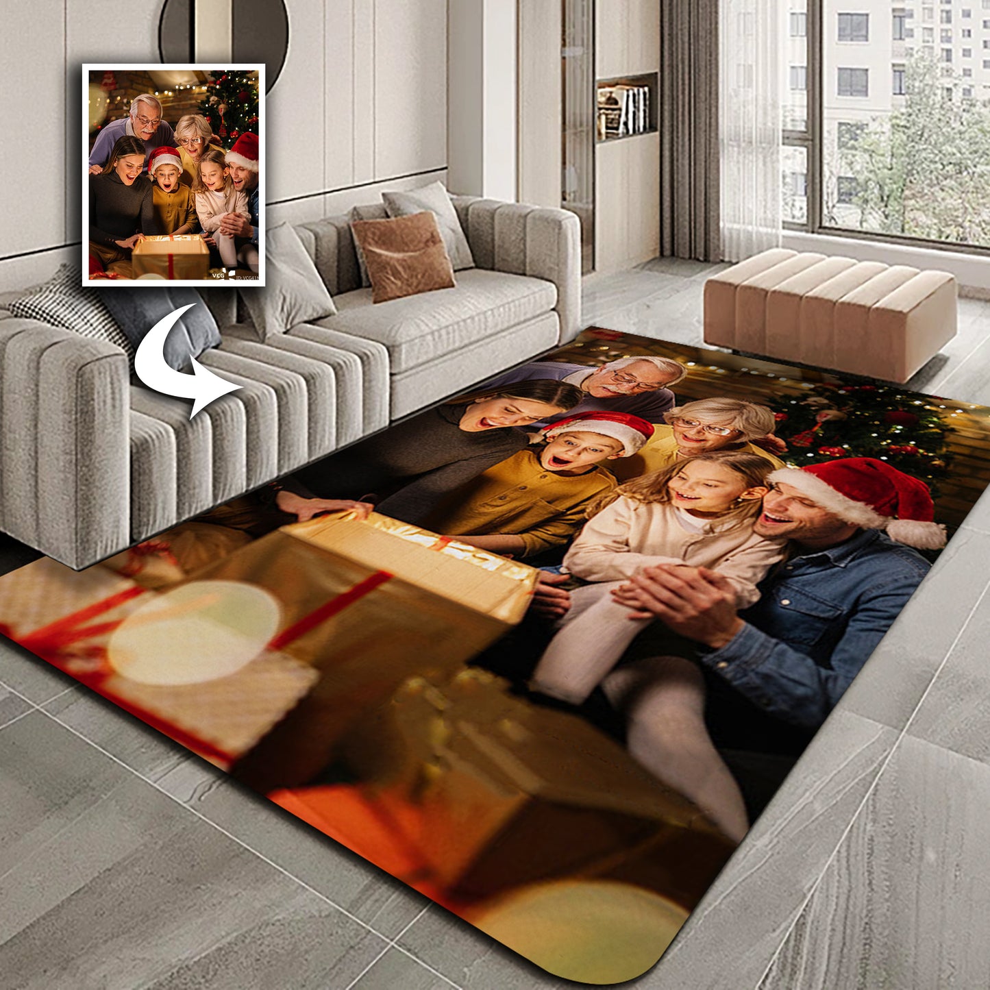 Custom Photo Christmas Rug - Festive Home Decor Holiday Gift