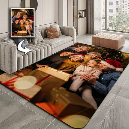 Custom Photo Christmas Rug - Festive Home Decor Holiday Gift