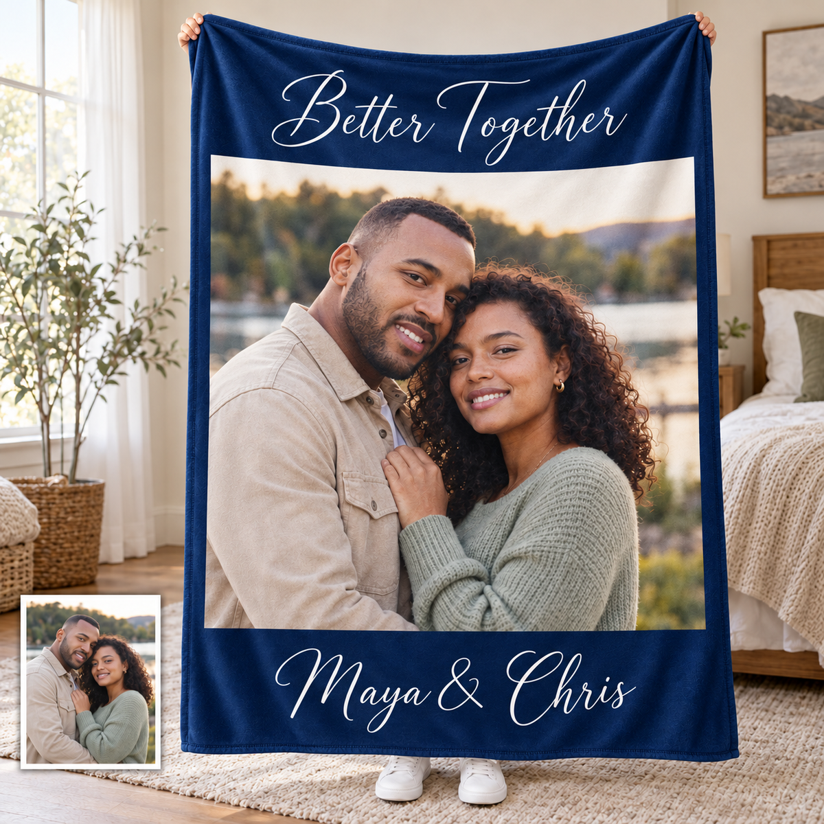 Custom Couple Photo Blankets Personalized Photo Memorial Blankets