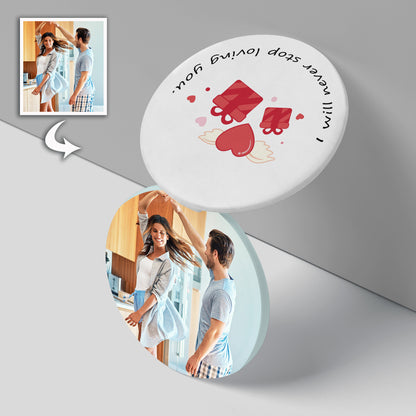 Personalized Compact Mirror: Double-Sided, Foldable, Your Photo & Text