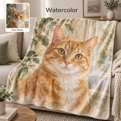 Custom Pet Photo Blanket – Original Photo or AI Art