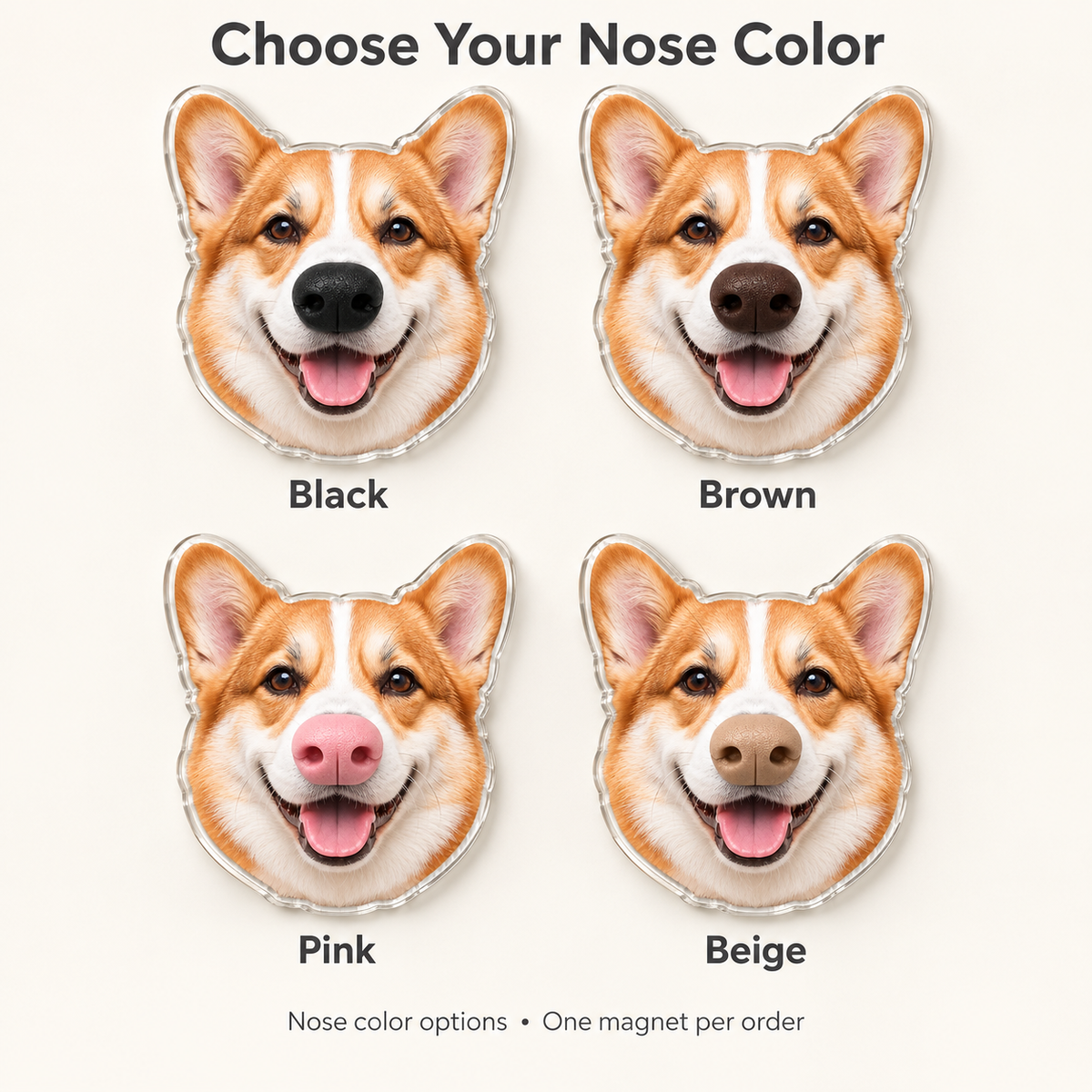 Custom Dog Photo Fridge Magnet with 3D Squishy Silicone Nose