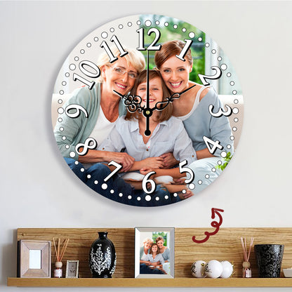 Photo Wall Clock with Custom Pictures - Personalized Family Gift