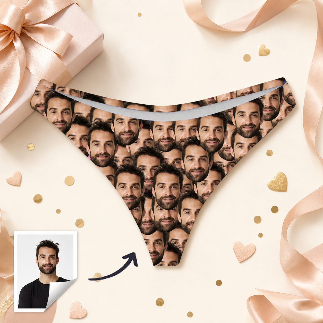 Custom Womens Thong Panties with Boyfriend’s Photo Sexy Underwear
