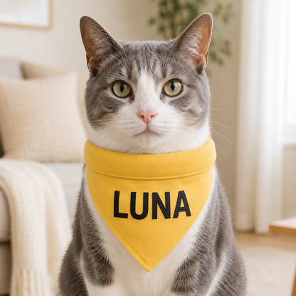 Personalized Pet Name Bandana – Custom Text Dog & Cat Scarf