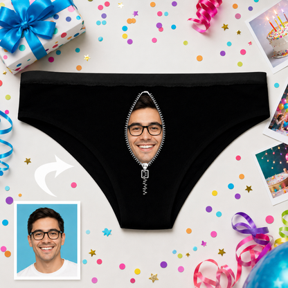 Custom Womens Zipper Face Panties with Boyfriend face