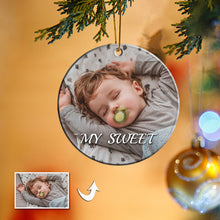 Load image into Gallery viewer, Christmas Custom Ornament Photo With Text Ceramic Double-side Printed
