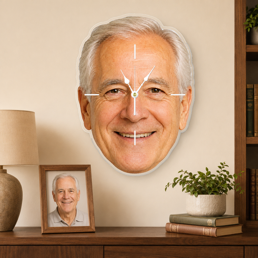 Custom Face Photo Acrylic Wall Clock – Personalized Cutout