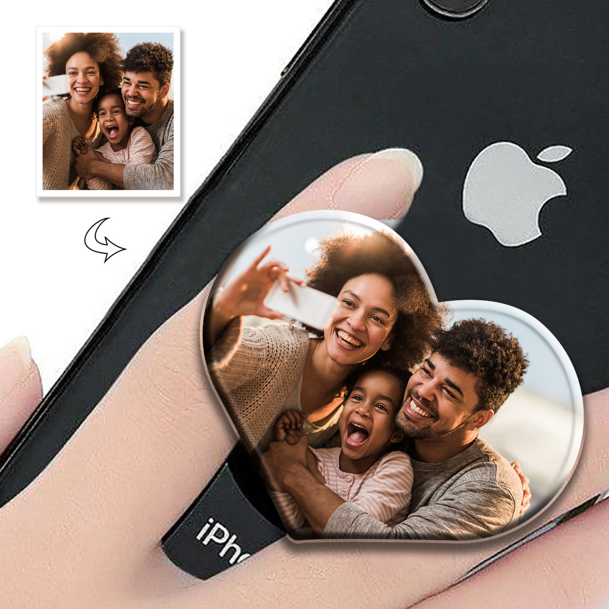 Heart-Shaped Photo Airbag Phone Grip, Custom Acrylic Phone Holder, Unique Gift