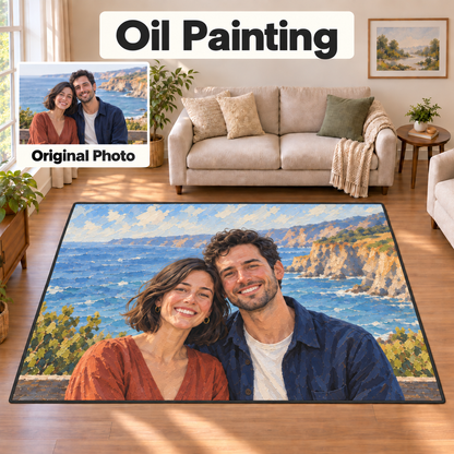 Personalized Photo Rug & Floor Mat – Custom Photo or AI Art, Washable & Anti-Slip