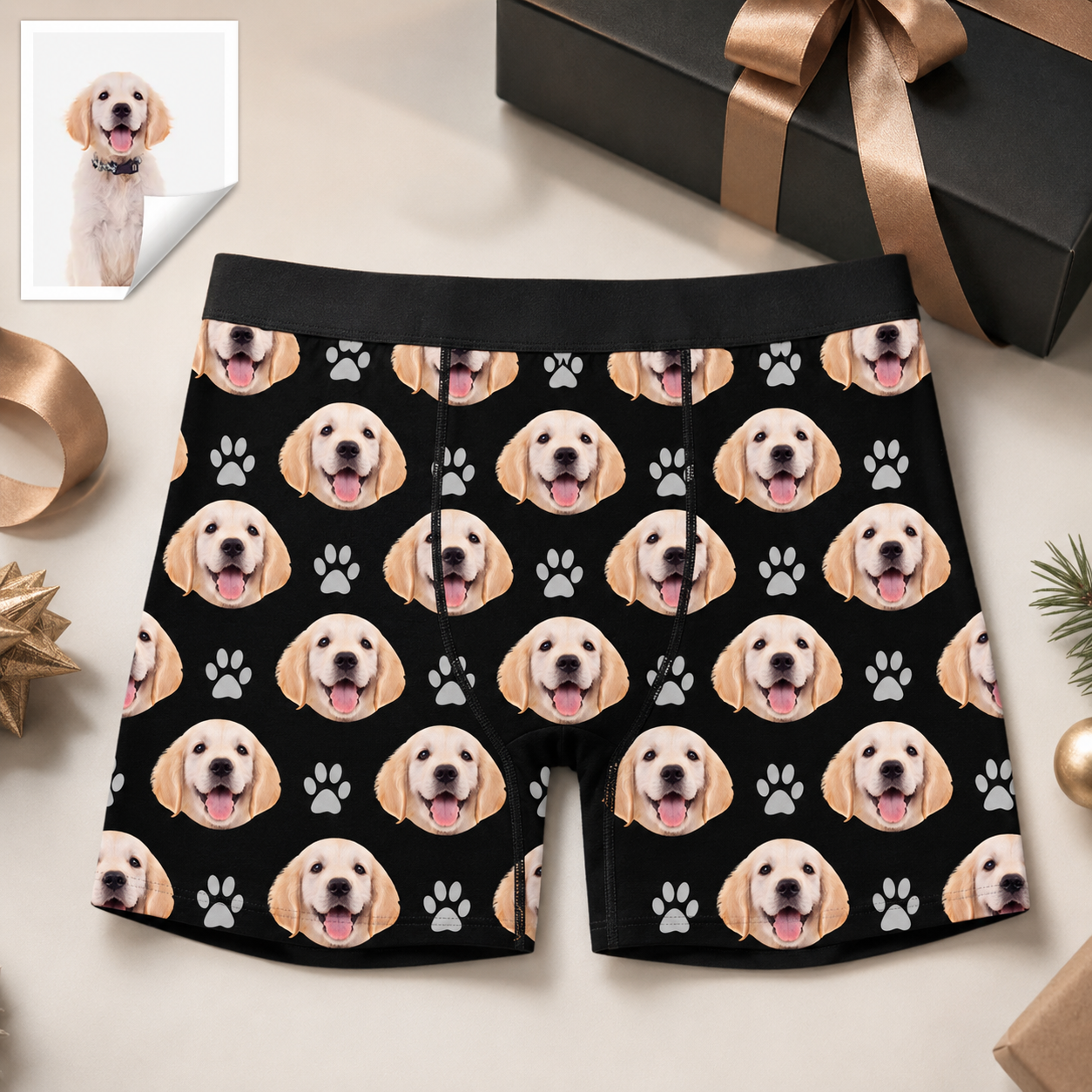 Custom Boxer with Photo Mens Underwear with Dog Face