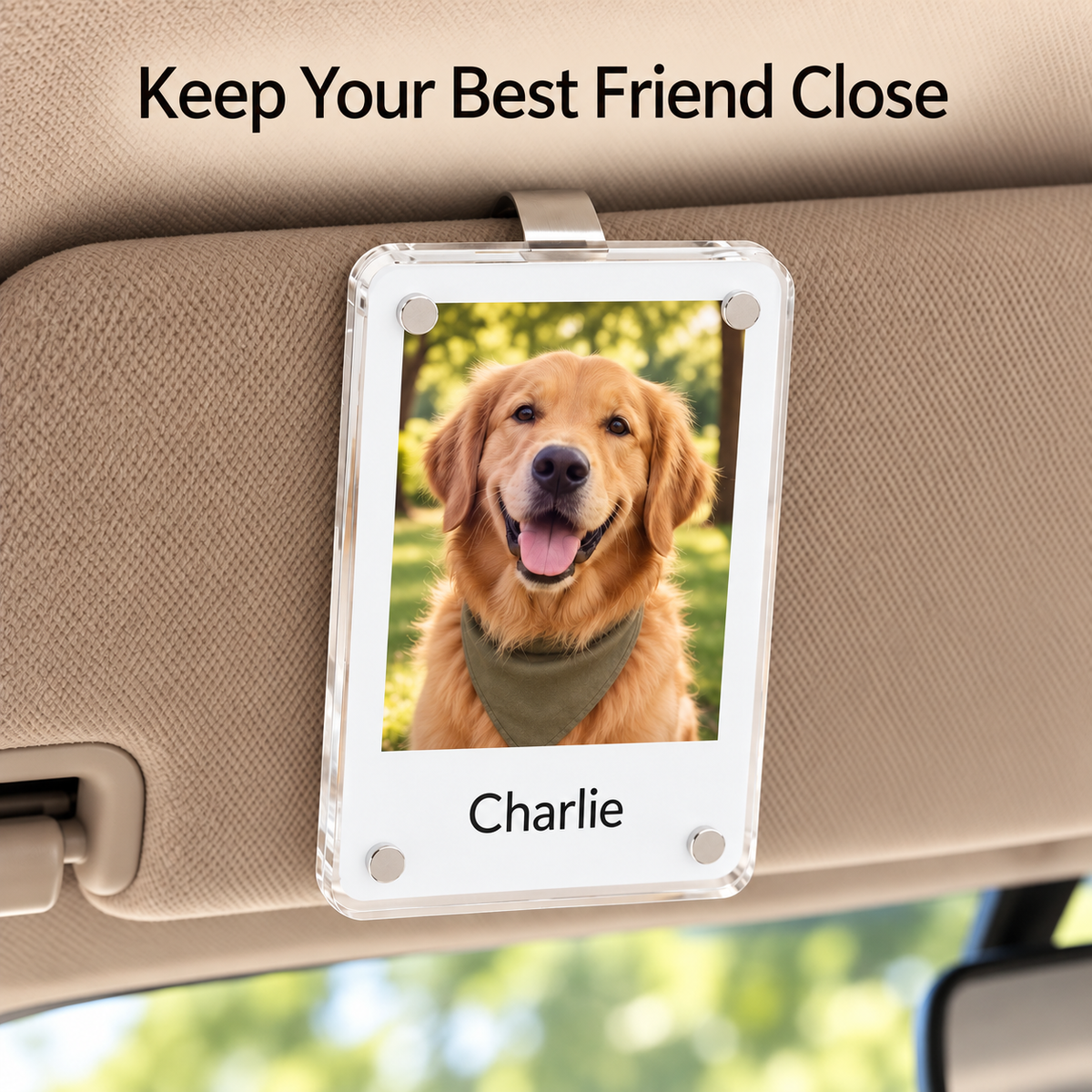 Personalized Photo Car Visor Clip – Custom Acrylic Picture Holder with Optional Text