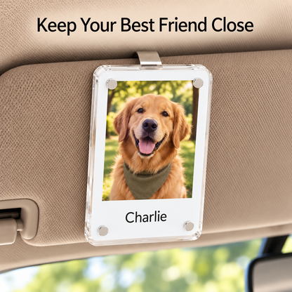 Personalized Photo Car Visor Clip – Custom Acrylic Picture Holder with Optional Text