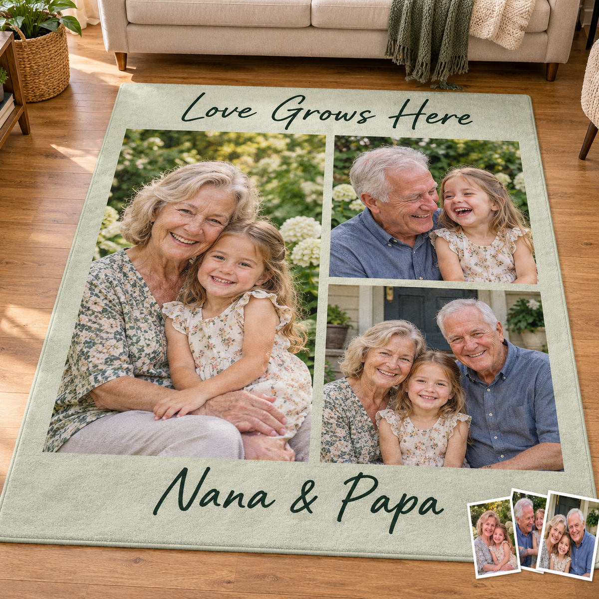 Custom Photo Flannel Carpet, Extra Soft Anti-Slip Floor Mats Collage 1-4 Photos