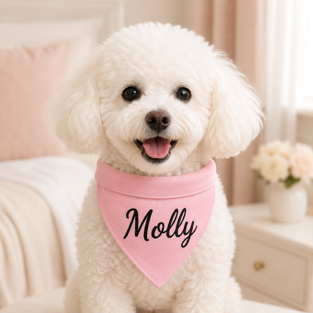 Personalized Pet Name Bandana – Custom Text Dog & Cat Scarf