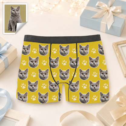 Custom Boxer with Photo Mens Underwear with Cat Face