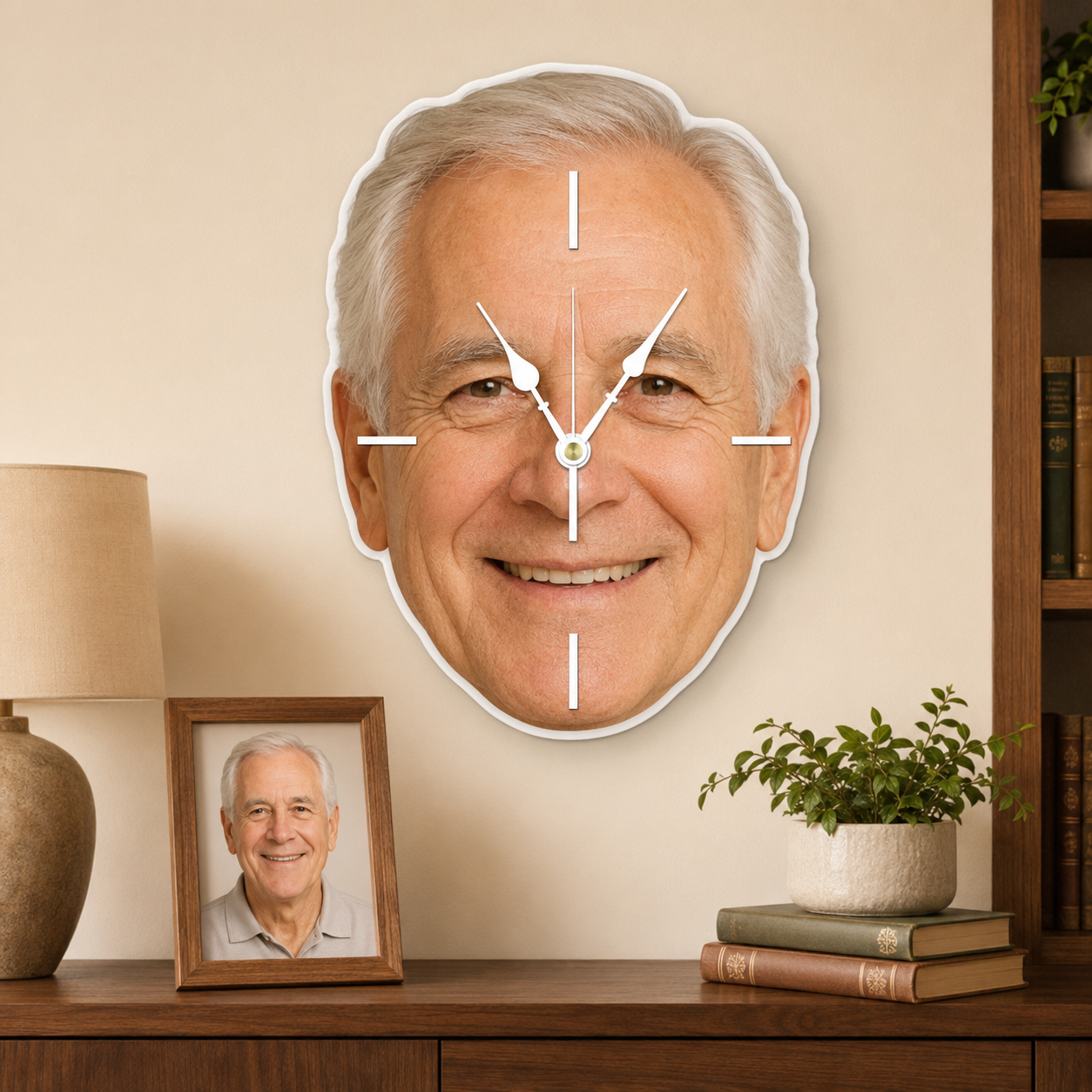 Custom Face Photo Acrylic Wall Clock – Personalized Cutout