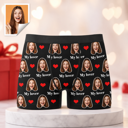 Custom Boxer with Photo and Text Mens Underwear with Face