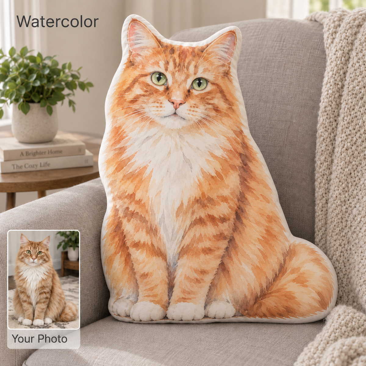 Custom Shaped Photo Pillow – People & Pets, Original Photo or AI Art