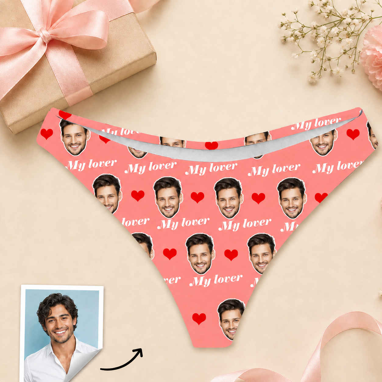 Custom Womens Thong with Boyfriend’s Photo Sexy Underwear Women Boxers
