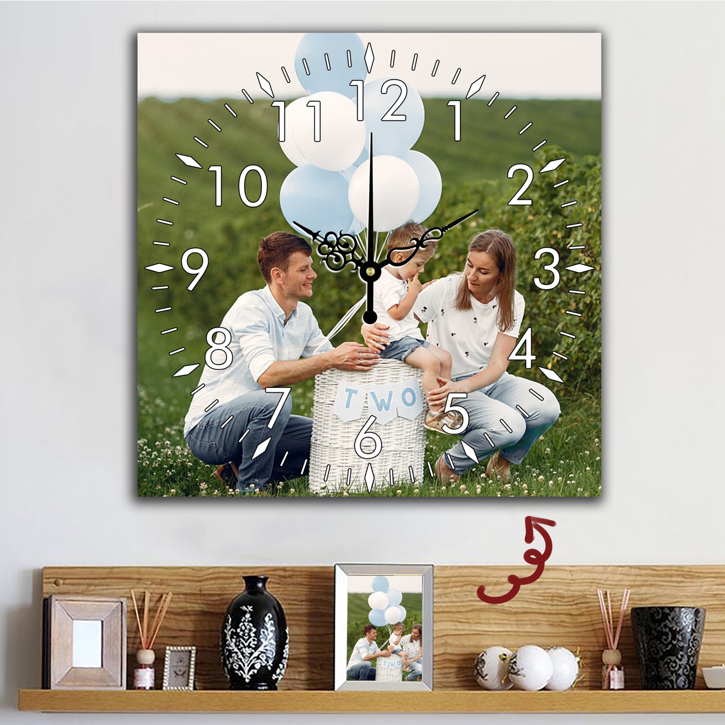 Personalized Photo Wall Clock - Custom Family Home Gift Decor