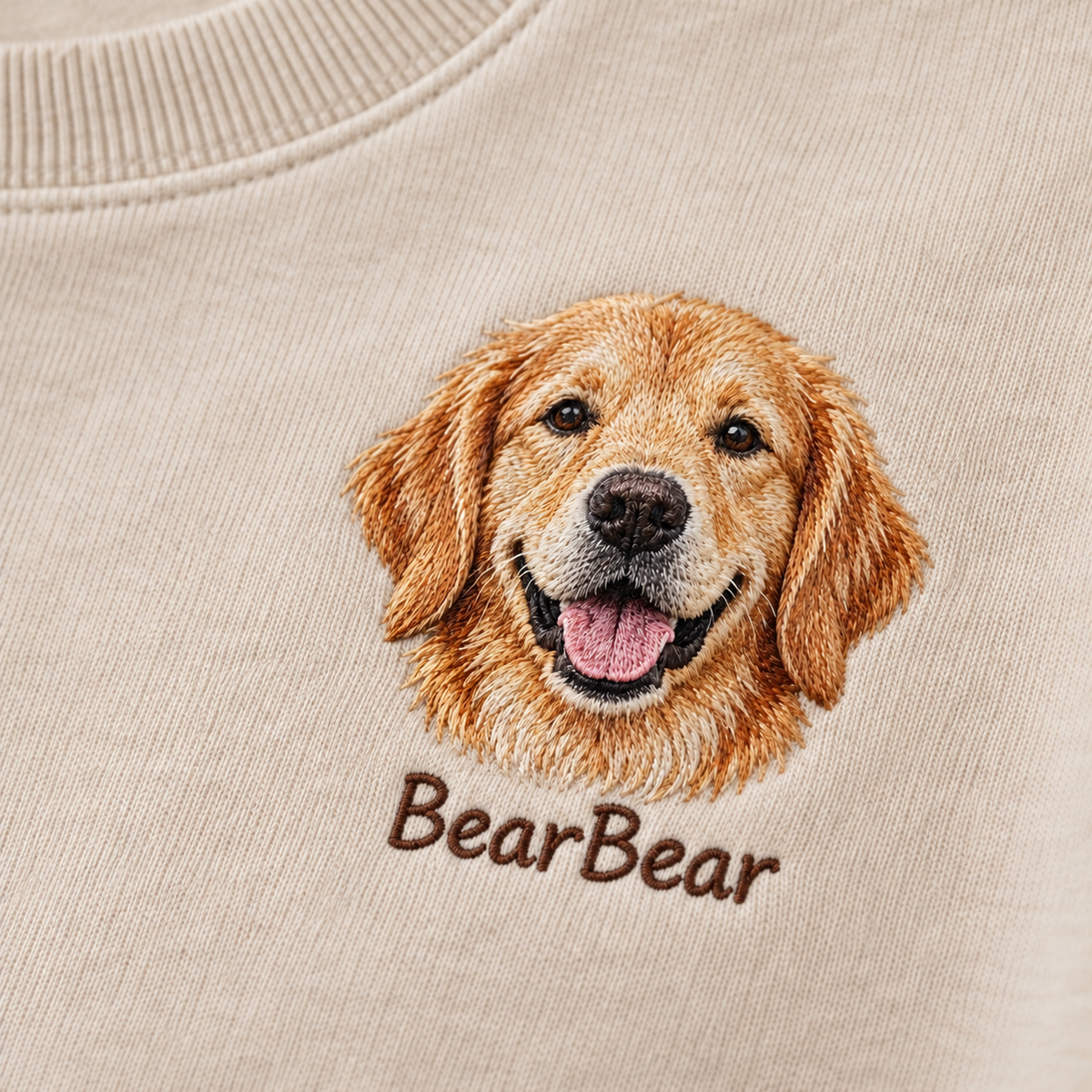 Custom Pet Portrait Embroidered Crewneck Sweatshirt with Name