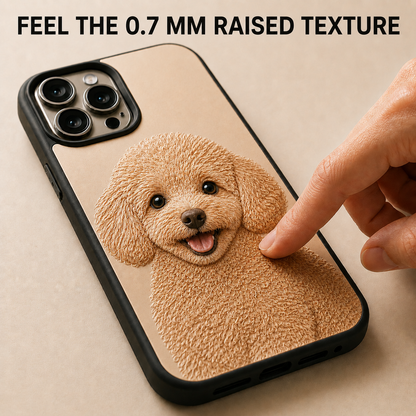 Custom Pet Photo Embossed iPhone Case – Raised-Texture Liquid Silicone Cover