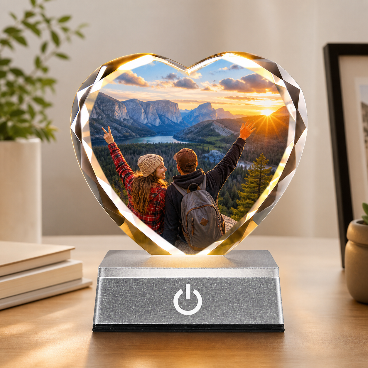 Personalized Heart Crystal Photo Night Light
