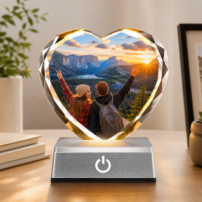 Personalized Heart Crystal Photo Night Light