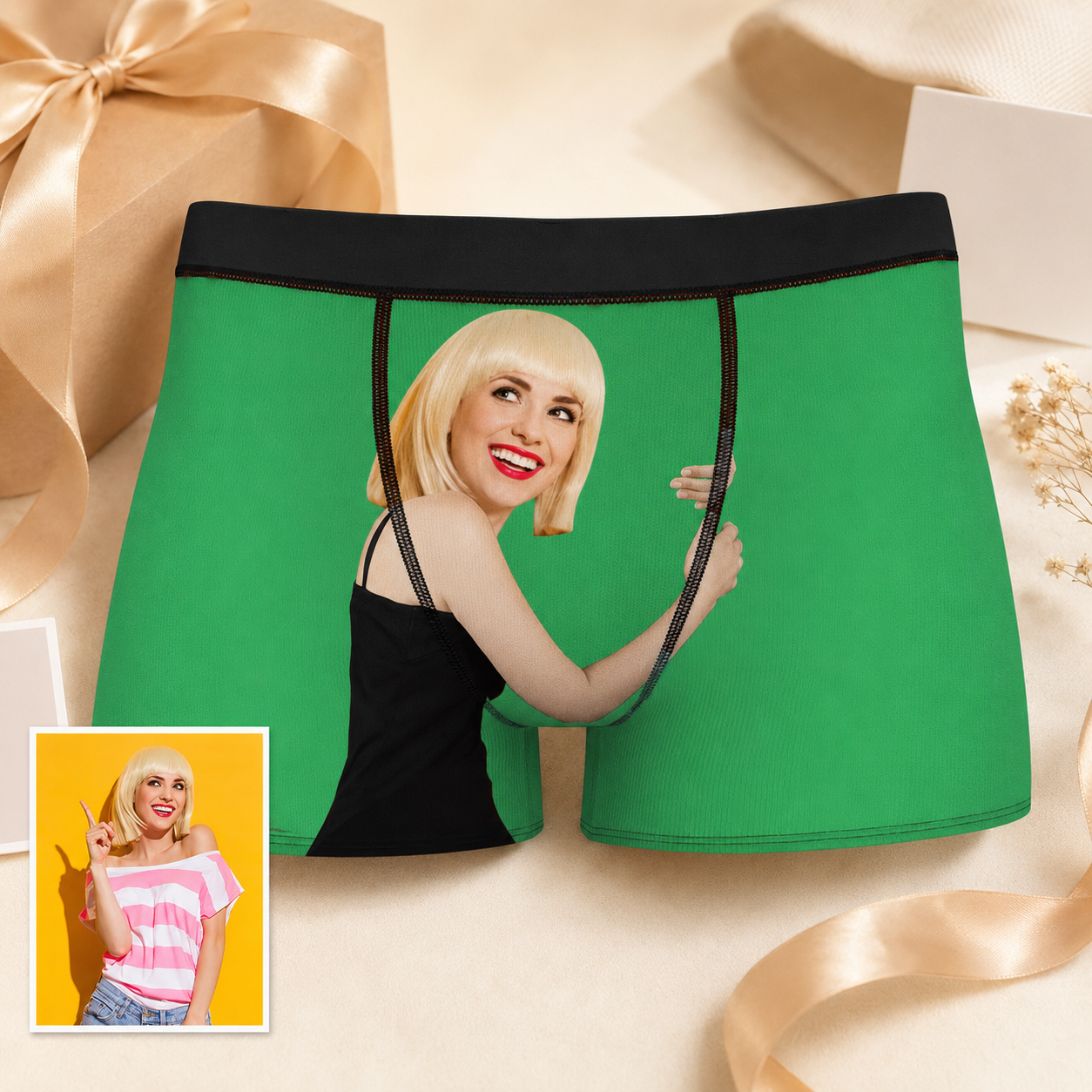 Custom Boxer with Photo Mens Underwear with Girlfreind Face