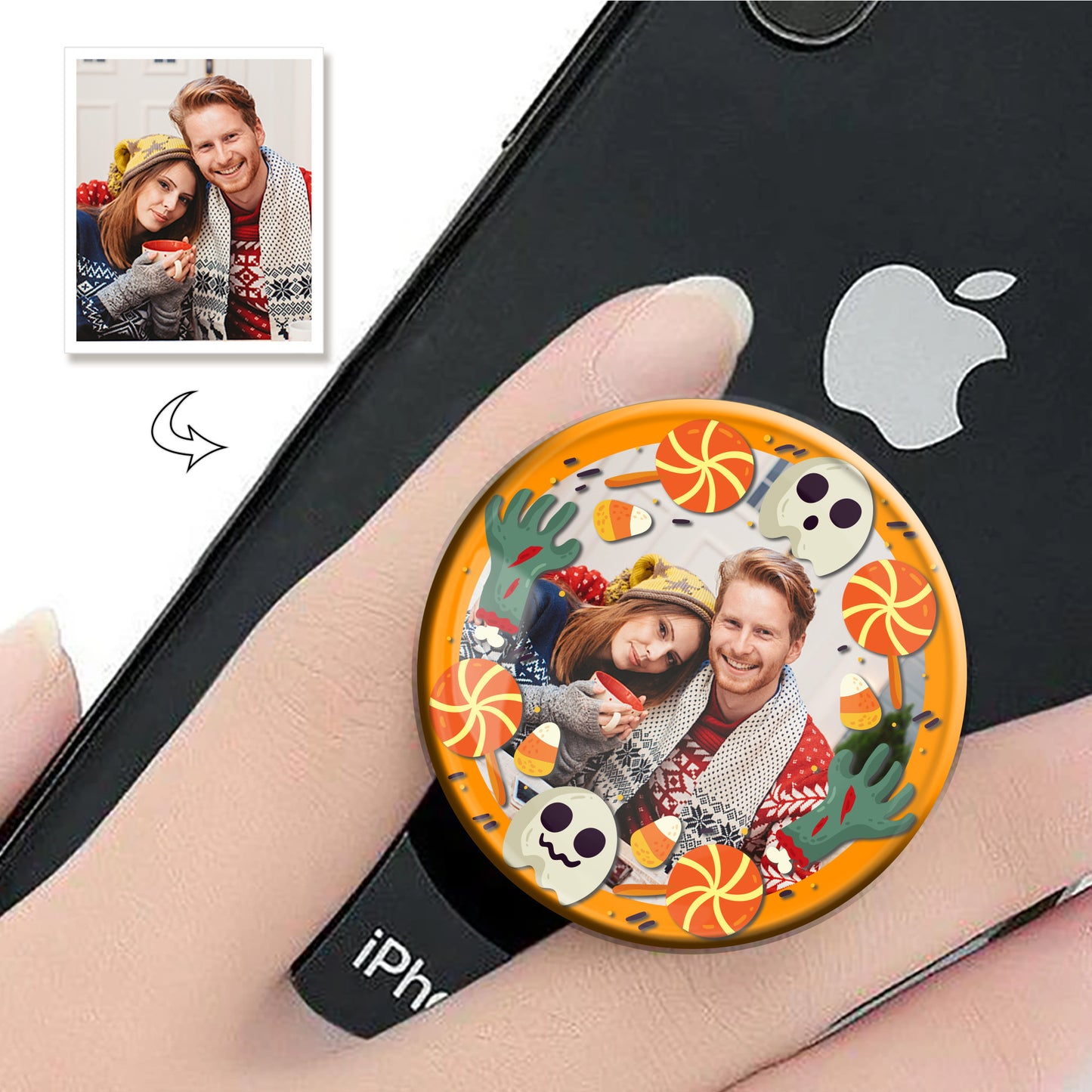 Halloween Custom Photo Phone Grip, Personalized Phone Holder, Unique Gift