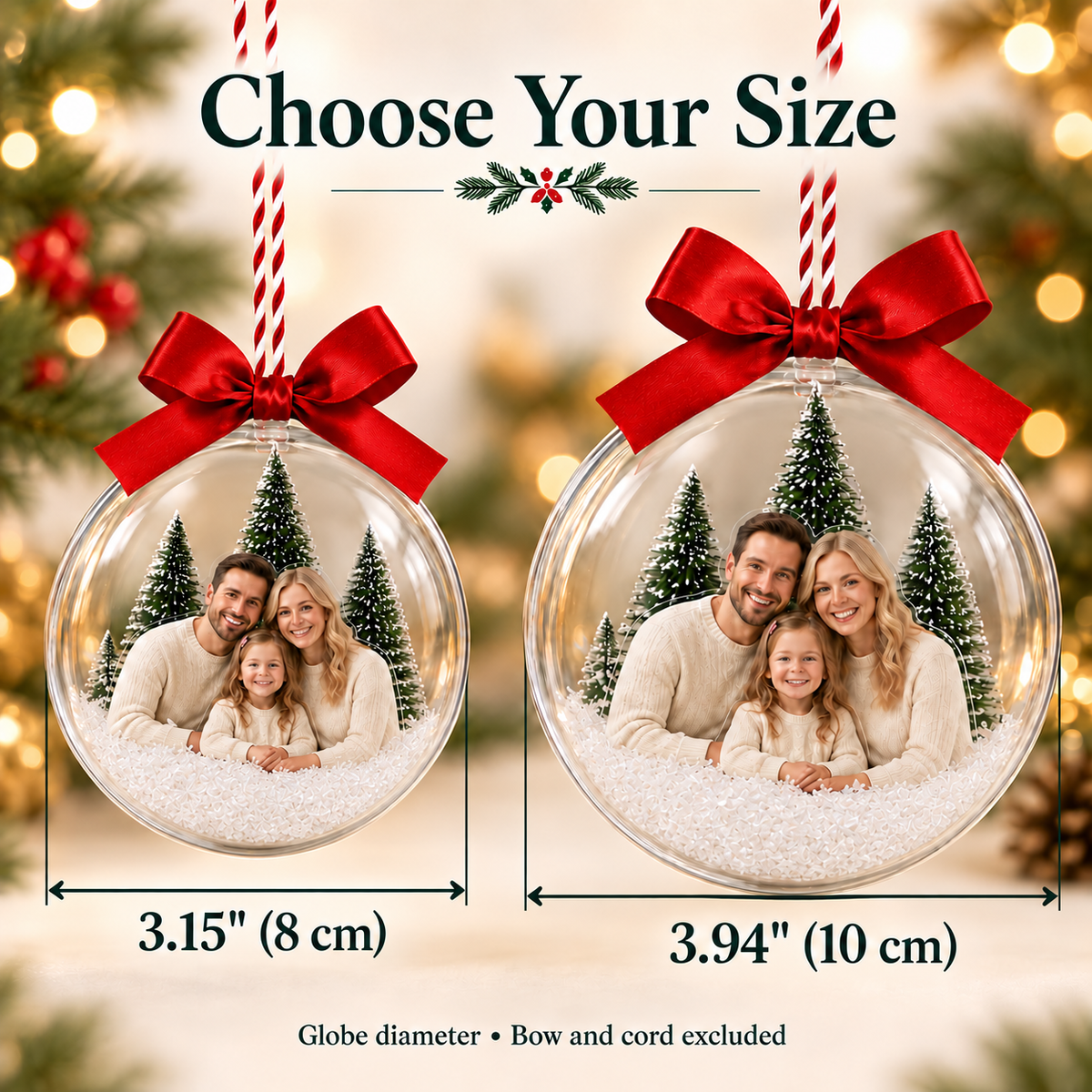 Custom Photo Snow Globe Ornament – Personalized Christmas Tree Keepsake