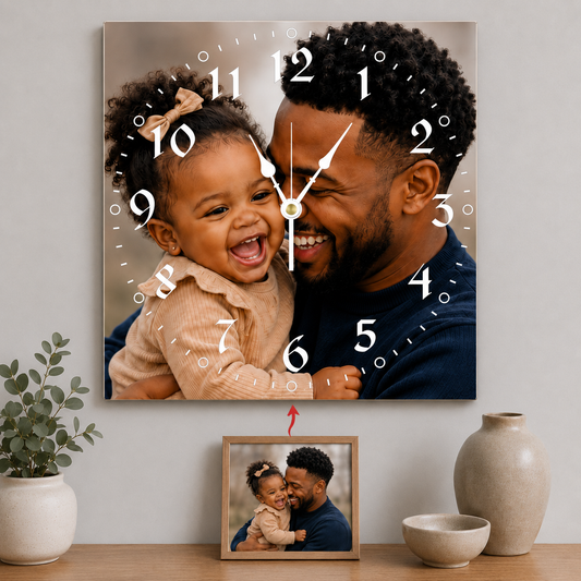 Personalized Square  Clock Custom Wall Clock Gift With Photo