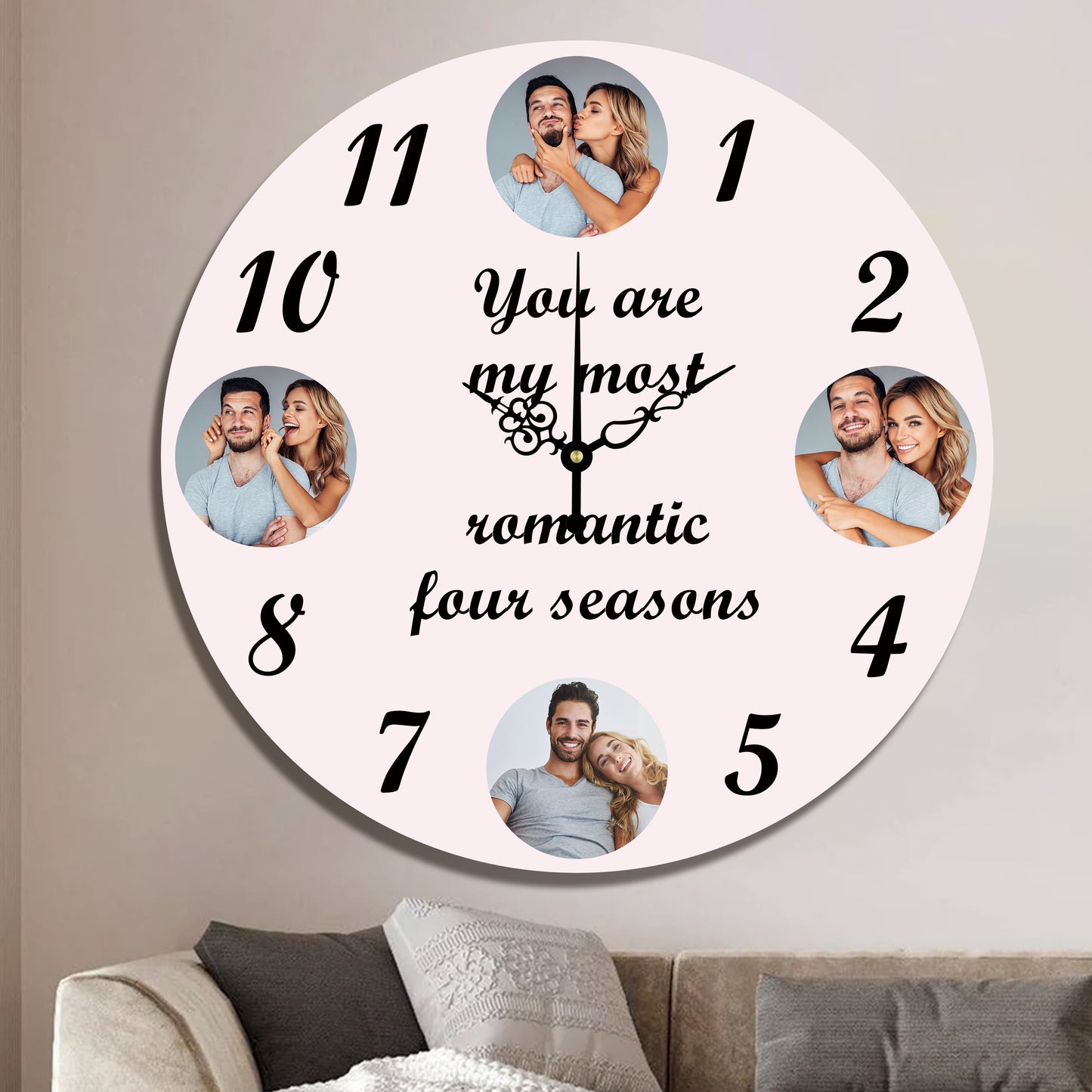 Customizable Photo Clock with Text - Personalized Home Decor