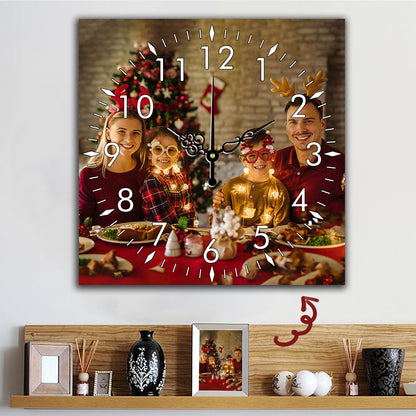 Custom Family Photo Wall Clock - Personalized Christmas Gift Decor