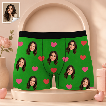 Custom Boxer with Photo Mens Underwear with Face and Heart