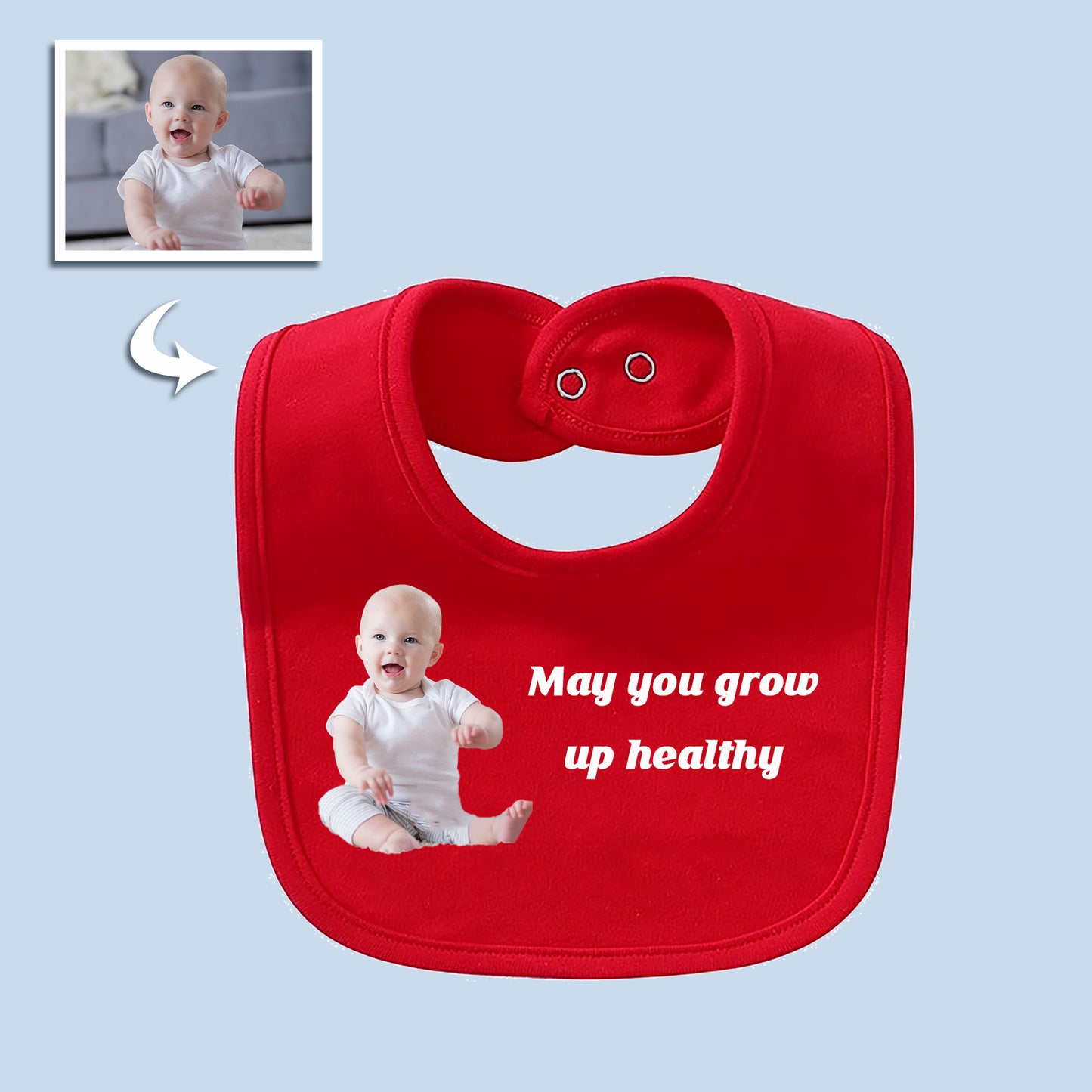 Personalized Unisex Baby Bib with Custom Photo and Text