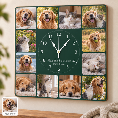 12pcs Photo and Text Square Wall Clock Personalized Clock