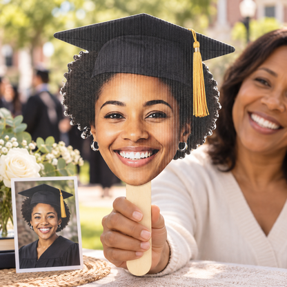 Custom Face Hand Fan – Personalized Photo Big Head Cutout for Weddings, Parties & Graduations