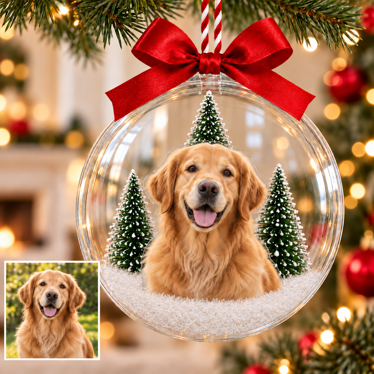 Custom Photo Snow Globe Ornament – Personalized Christmas Tree Keepsake
