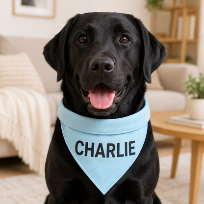 Personalized Pet Name Bandana – Custom Text Dog & Cat Scarf