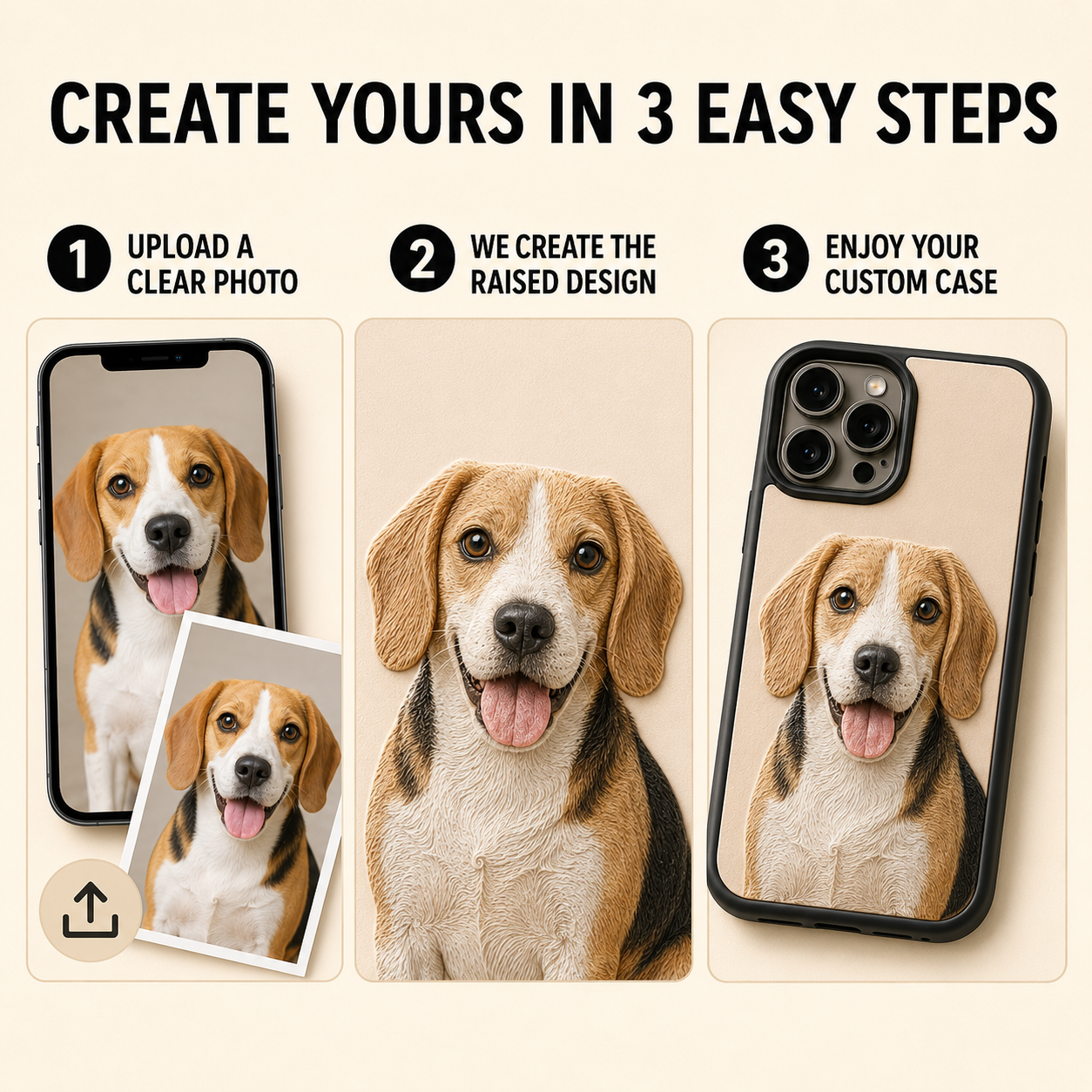 Custom Pet Photo Embossed iPhone Case – Raised-Texture Liquid Silicone Cover