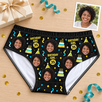 Personalized Birthday Panties for Women – Custom Photo & Age