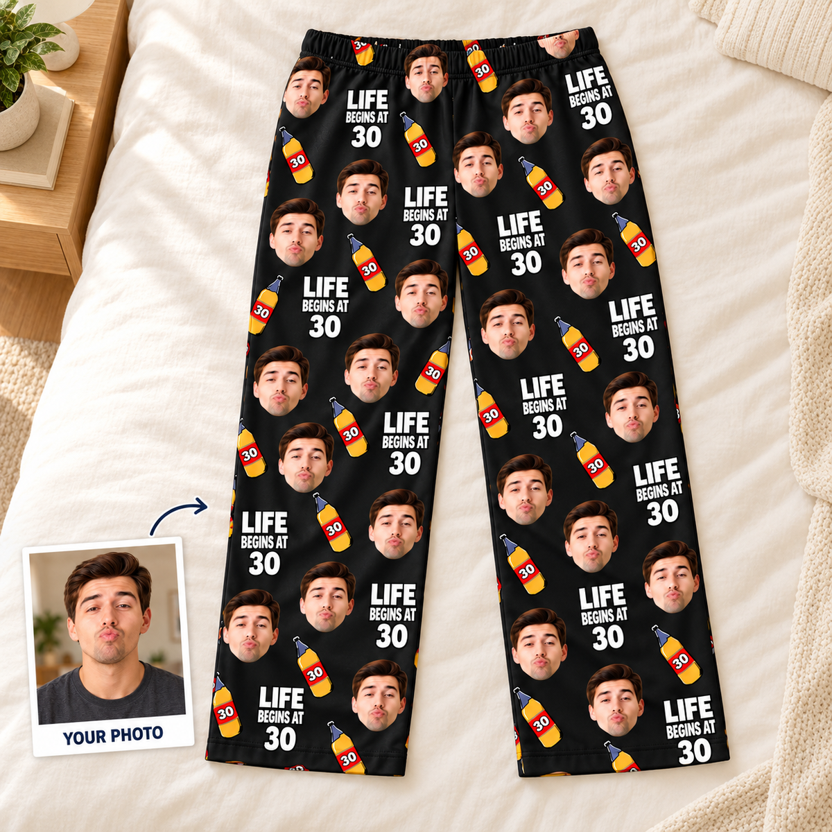 Custom Birthday Pajamas with Face & Age – Funny Personalized Birthday Gift