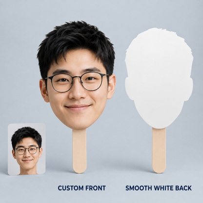 Custom Face Hand Fan – Personalized Photo Big Head Cutout for Weddings, Parties & Graduations