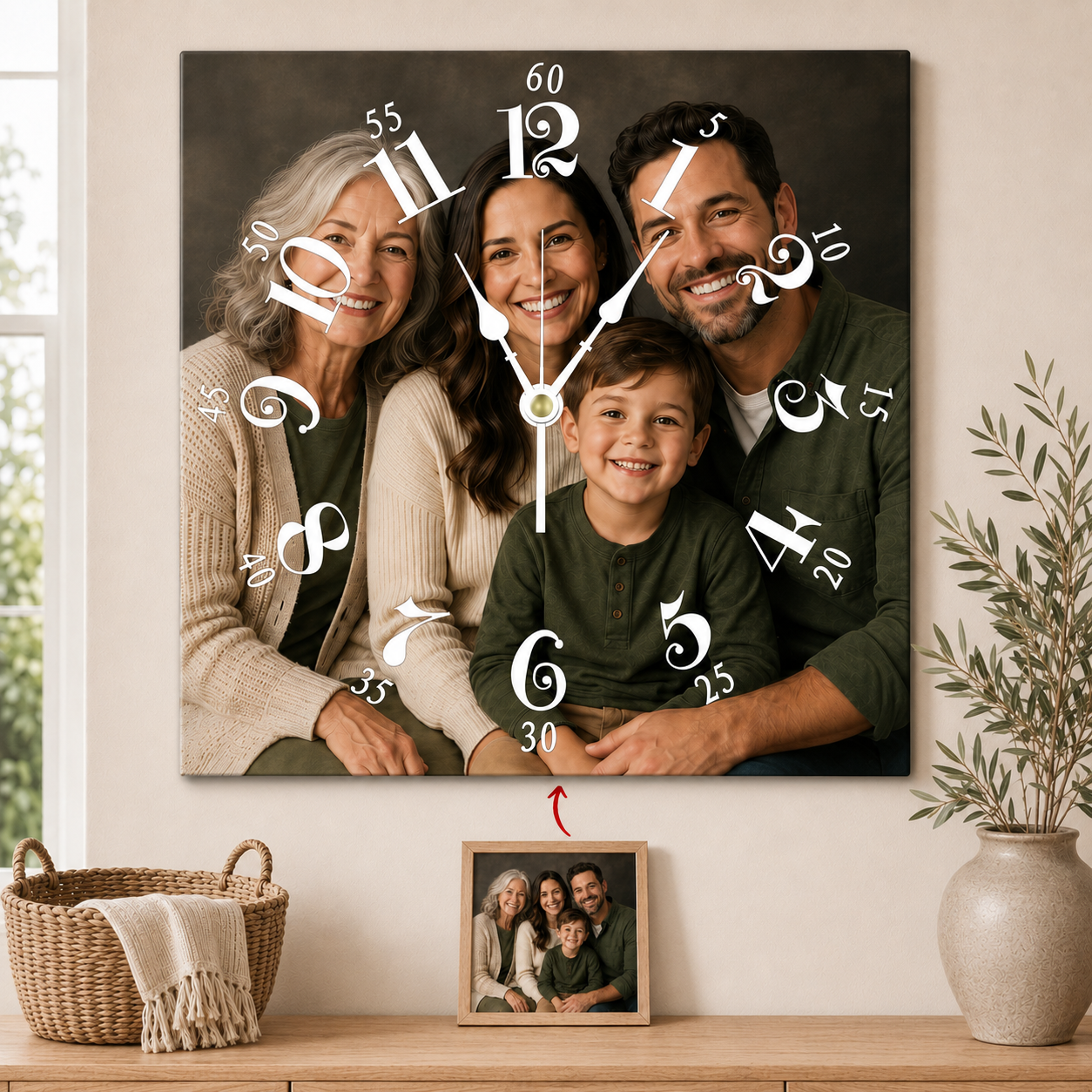 Personalized Square  Clock Custom Wall Clock Gift With Photo
