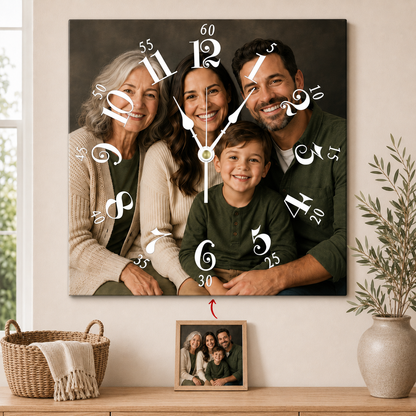 Personalized Square  Clock Custom Wall Clock Gift With Photo