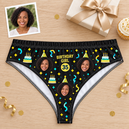 Personalized Birthday Thong for Women – Custom Photo & Age